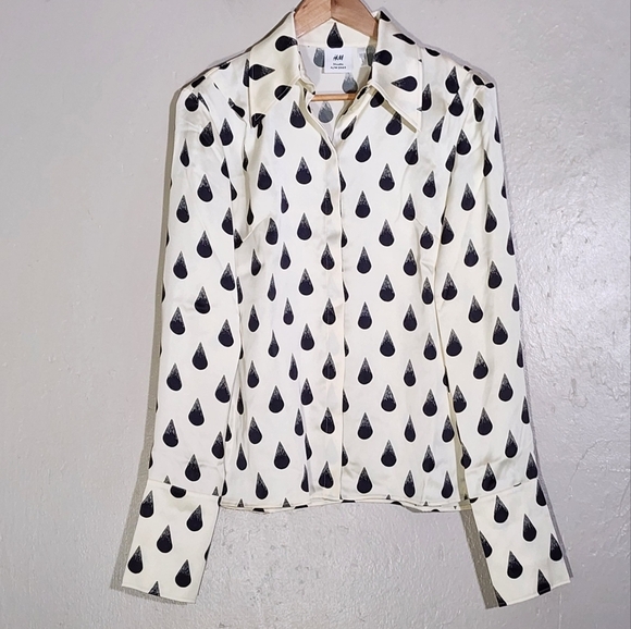 H&M Studio Cream and Black Teardrop Blouse - Picture 1 of 6